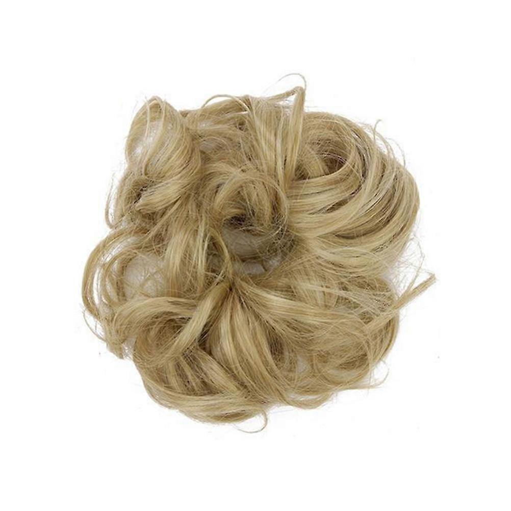 Wavy Hair Bun Extension for Women Light Brown Synthetic Fabric Durable and Long Term Use Perfect for Parties