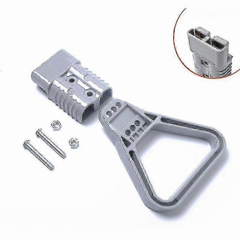 Gray Forklift Battery Connector with Plug, Handle, and 2 Terminals, 175A 600V
