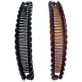 Wellenhaar gekämmtes Haar gekämmtes Haar Ein schwarzes und ein braunes langes Bananenhaar Clips Dual Kauf 15cm