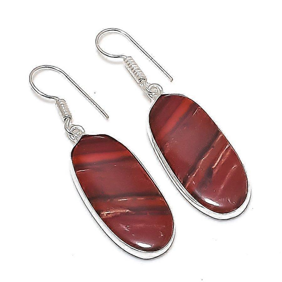 Natural Red Snakeskin Gemstone 925 Sterling Silver Jewelry Earring 1.85" c2S19