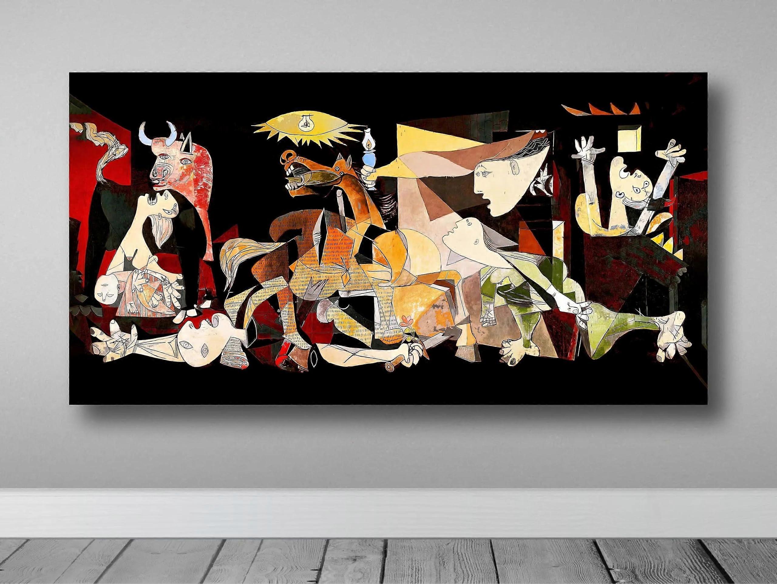 Guernica by Pablo Picasso, art print on canvas, surreal cubism, art picture for living room, home decoration, 50 x 110 cm, with frame'