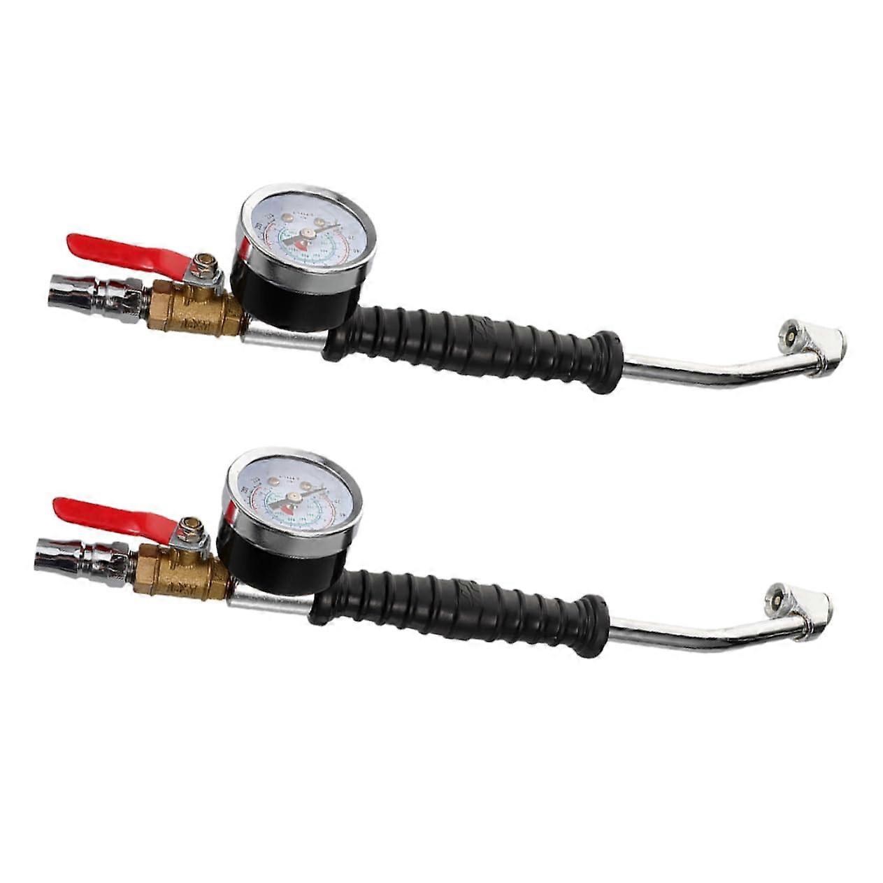 2 Stück Reifenfüller Mit Manometer Für Lkw Auto Fahrrad, Tragbarer Luftdruckadapter Mit Präziser Druckmessung