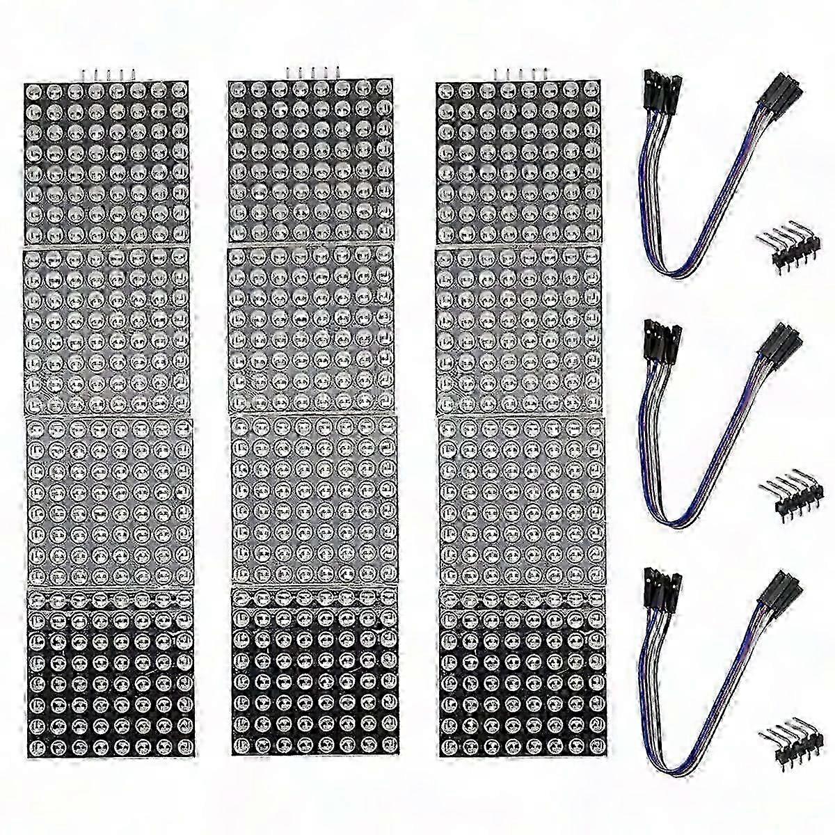 32X8 Dot Matrix LED Display Module 4-in-1 Common Cathode MCU Control with 5Pin Wire (Multicolor)