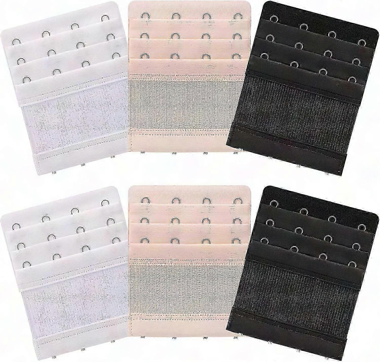 6 Pieces Women's Soft Comfortable Extenders Bra Strap 4 Hook 3 Row