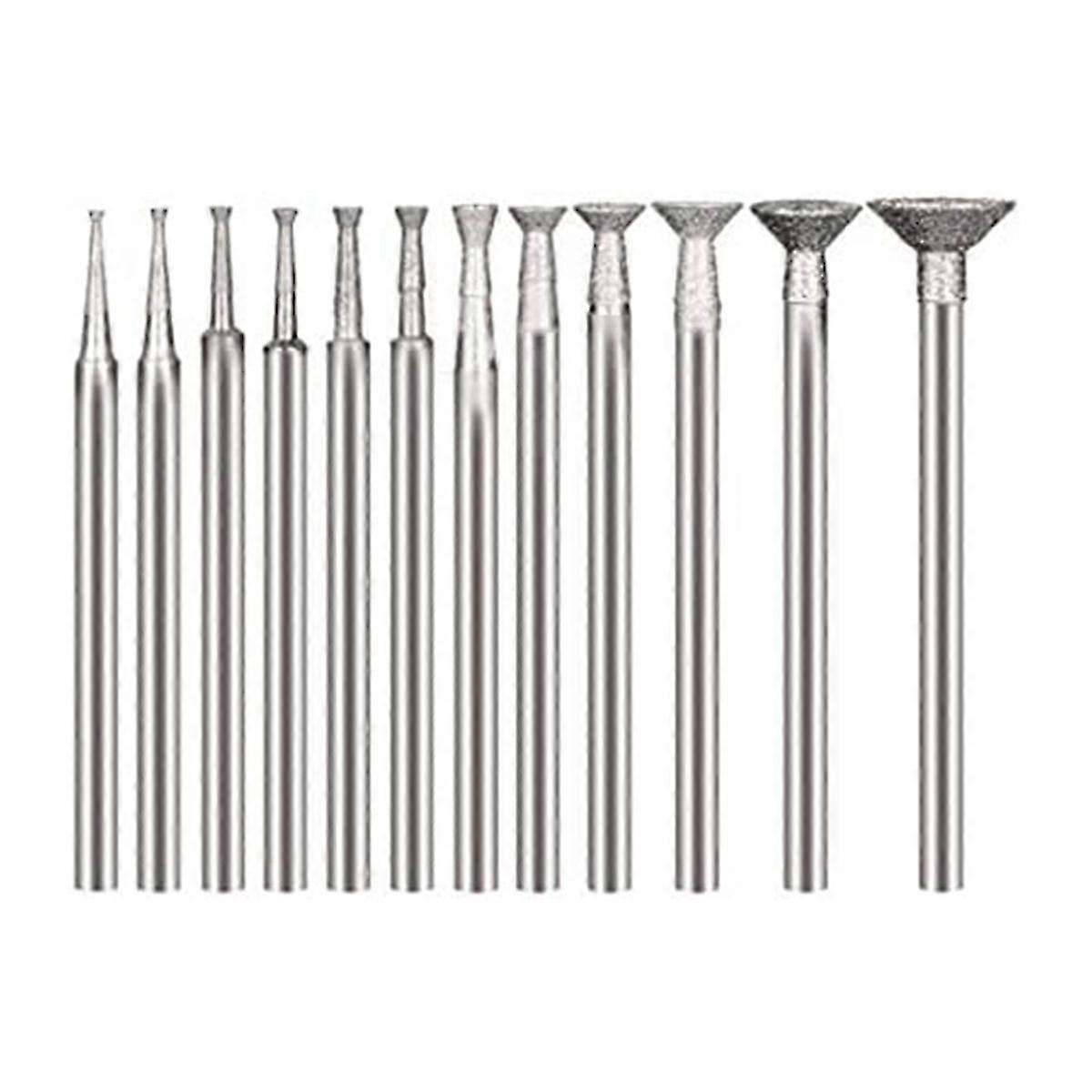 Bowl Shape Diamond Grinding Burr for Rotary Tools with 2.35mm Shank (Pack of 12)