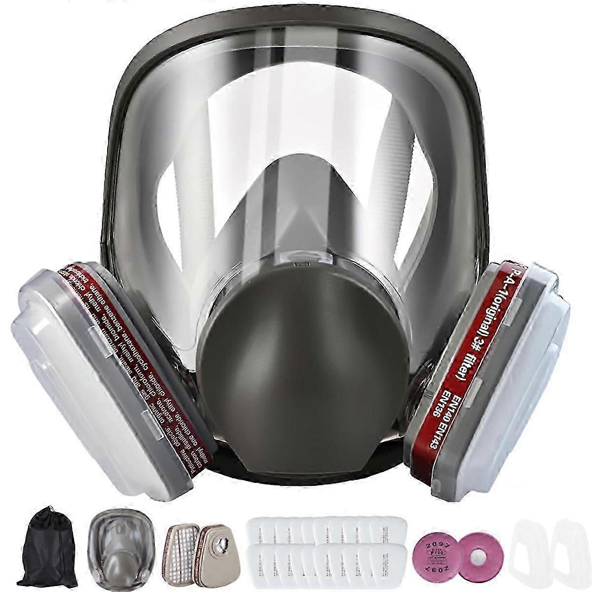 Reusable Full Face Respirator Mask,6800 GasMask with Filters 6001&2091, Bayonet Connection, Silicon