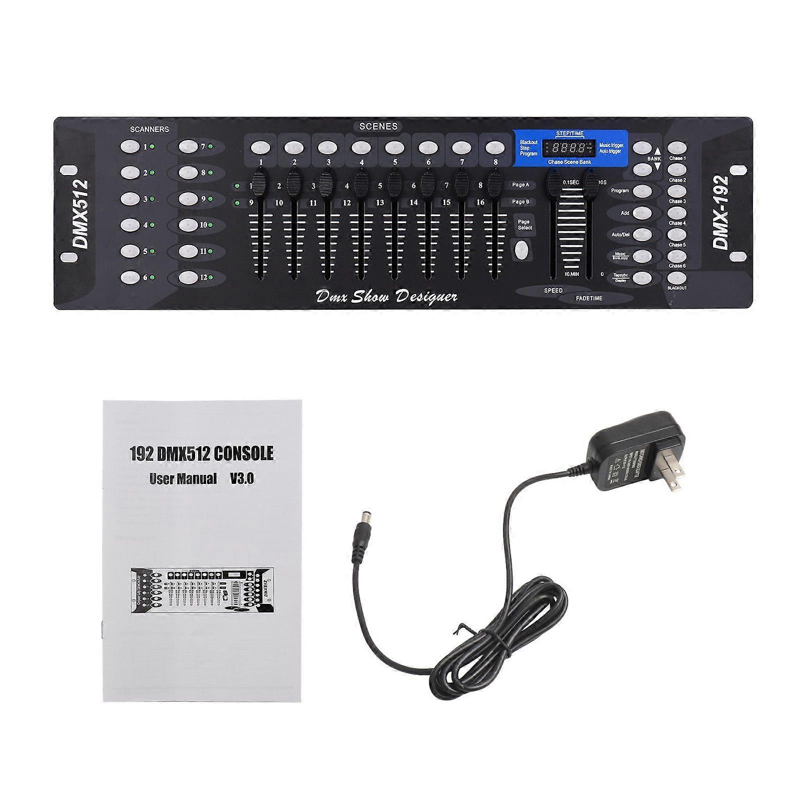 DMX512 Light Controller Console Panel 192CH Programmierfunktion Sound aktiviert mit LED-Bildschirm für Bühne DJ Pubs Bar Party Disco Hochzeit Par Light