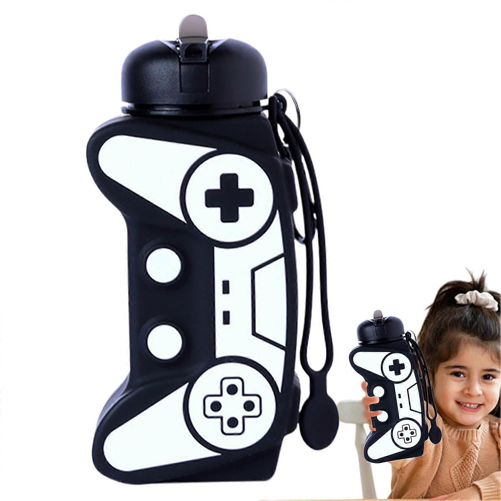 Foldable Water Bottle Game-Handle Shaped Leakproof Portable Drinking Bottle Black Unisex