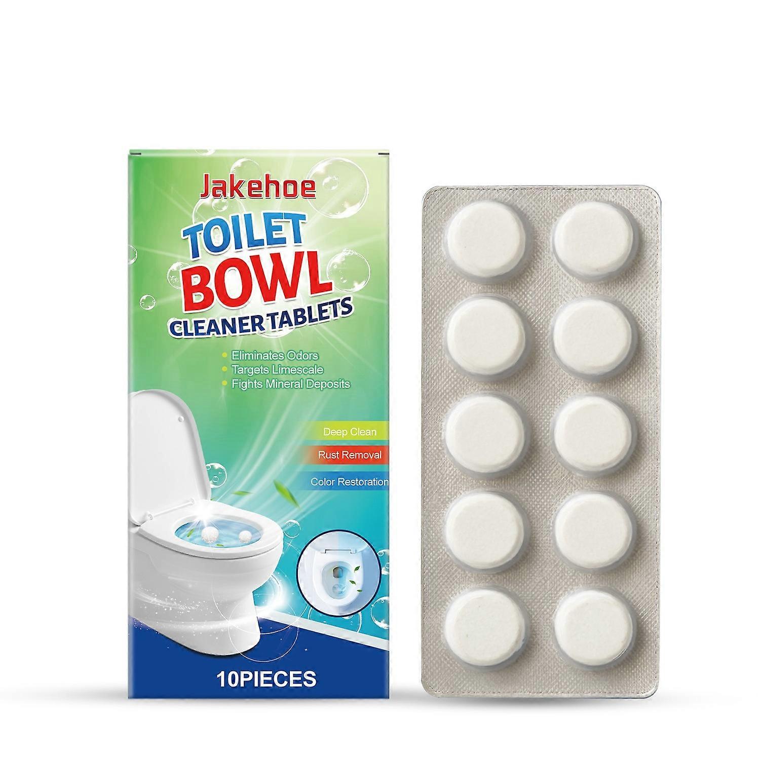 1-6x JAKEHOE 10PCS Toilet Bowl Cleaner Tablets Automatic Toilet Deodorizing and Descaling Cleaner fo