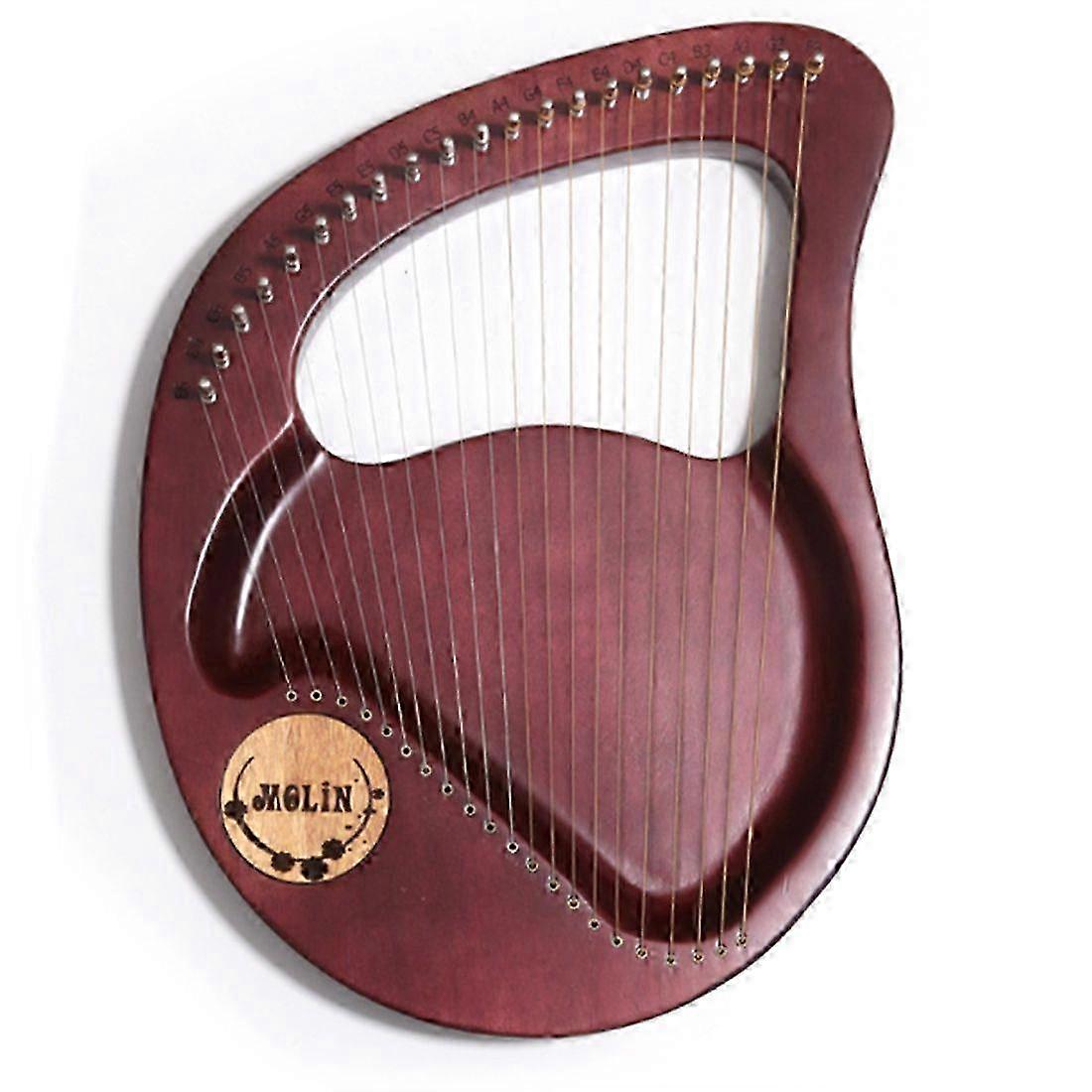Lyre Harp,Greek Violin,21 String Mahogany Lyre Instrument,Harp with Tuning Wrench,for Beginner Music Lovers,Fuchsia