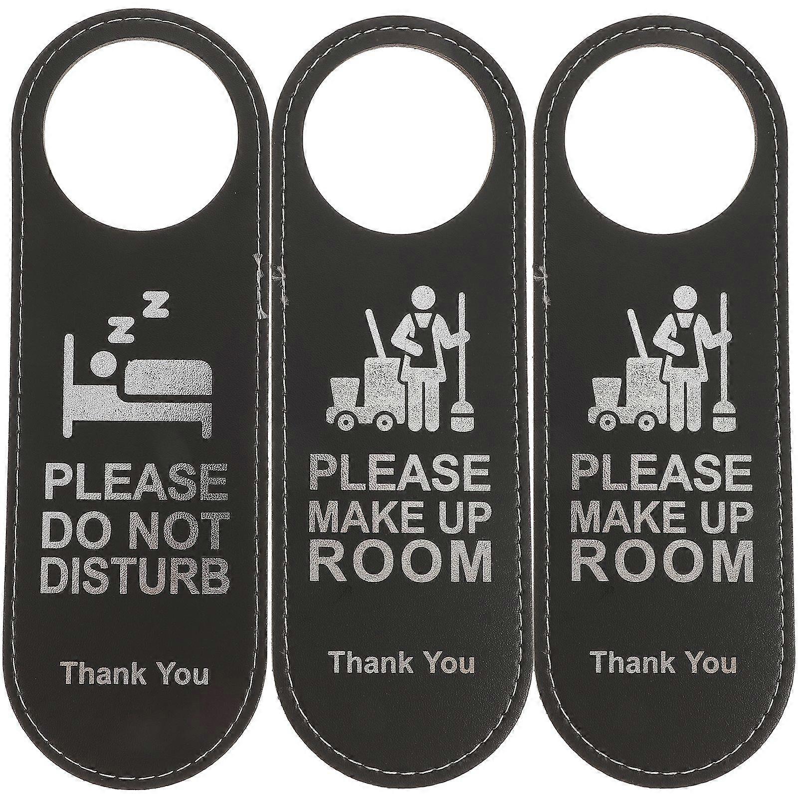 3個の繊細なホテル吊り下げタグリマインダーサインドアリマインダーサイン(ブラック)