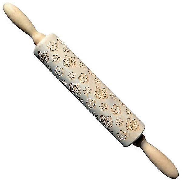 Various Pattern Rolling Pin Wood Carved Cartoon Dough Roller