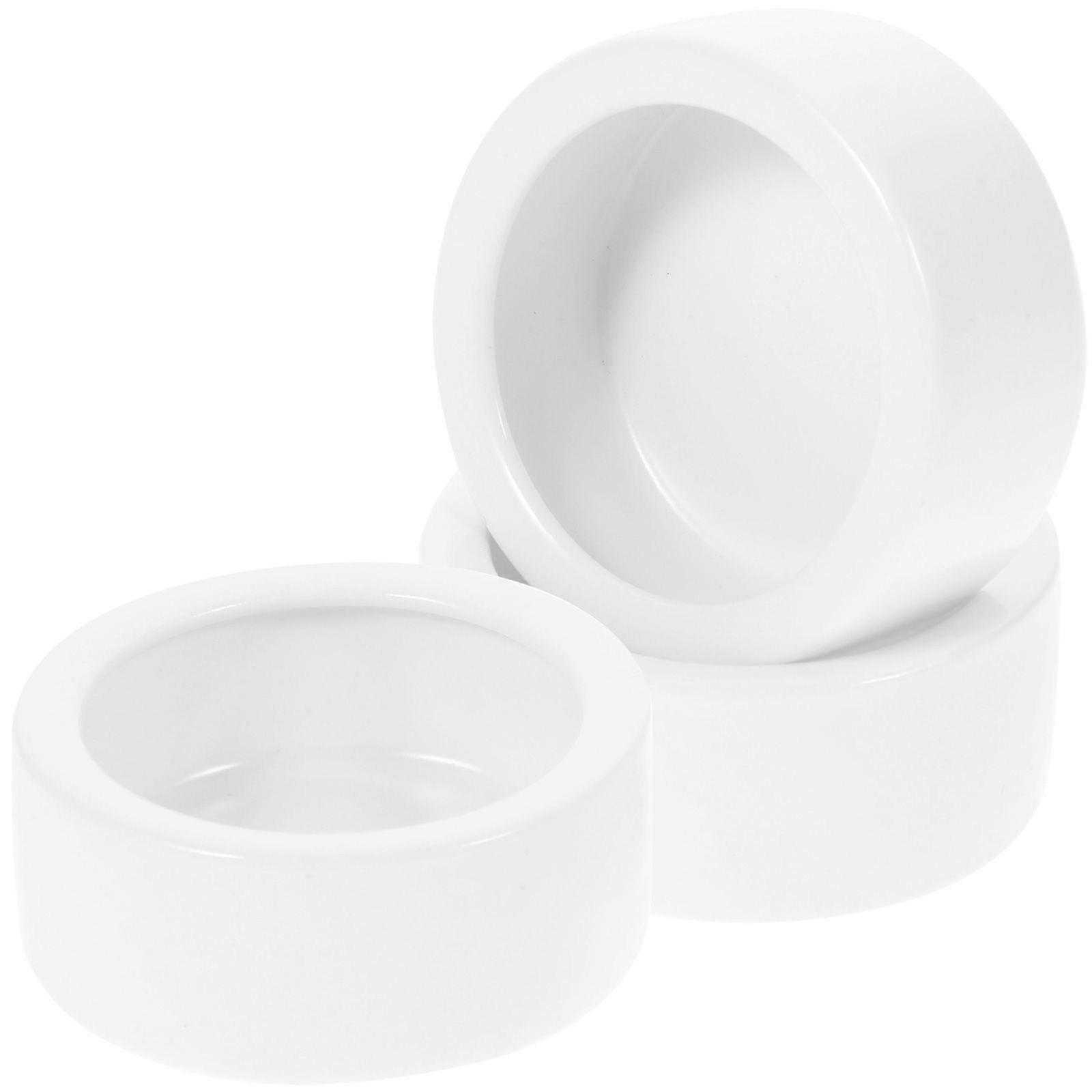 3 Stück Keramik Verdickung Schüssel Reptil Futter Wasserspeicher Becken Eidechse Feeder Anti-Flucht Fütterung Schüssel Futterschale (weiß, klein rund)