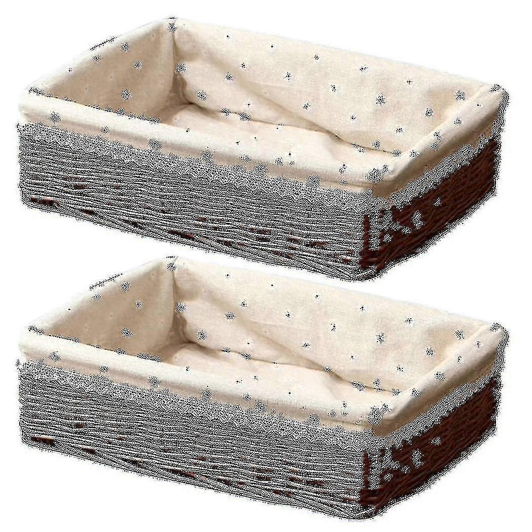 2x Handmade Wicker Storage Basket Bread Basket Fruit Basket Serving...