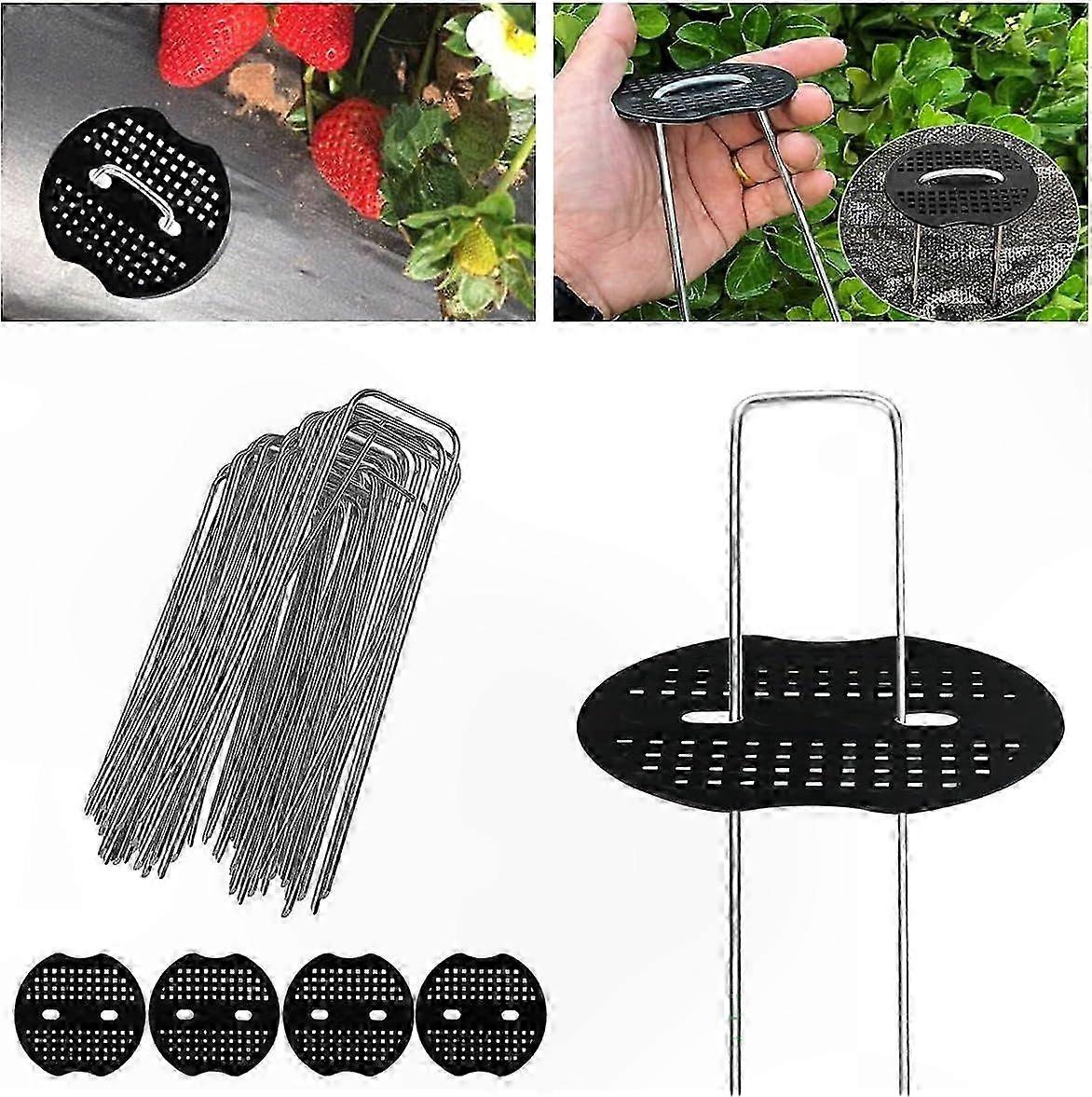 50 Pack Galvanized U-Shaped Ground Anchors with Washers for Garden Weed Cloth and Tarps Support