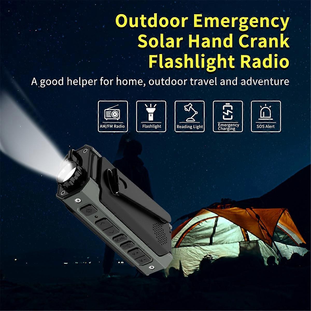 Bärbar solradio, Nödradio med handvev, Dynamo AM/FM-radio, Blackout Power Station, USB-telefonladdare