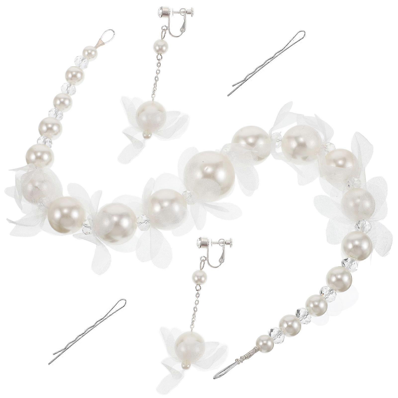 Elegant Bridal Headpiece for Wedding Day with Romantic Design and Secure Fit White Cloth Resin 1 Piece