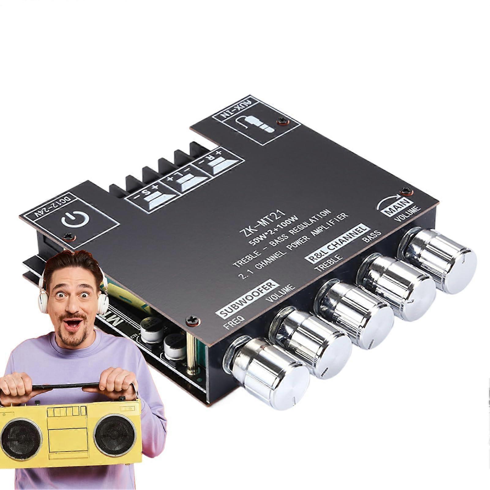 Audio Amplifier Board 2.1 Channel Stereo Amplifier Module 100W Subwoofer Output Wireless Receiver Home Theater Studio