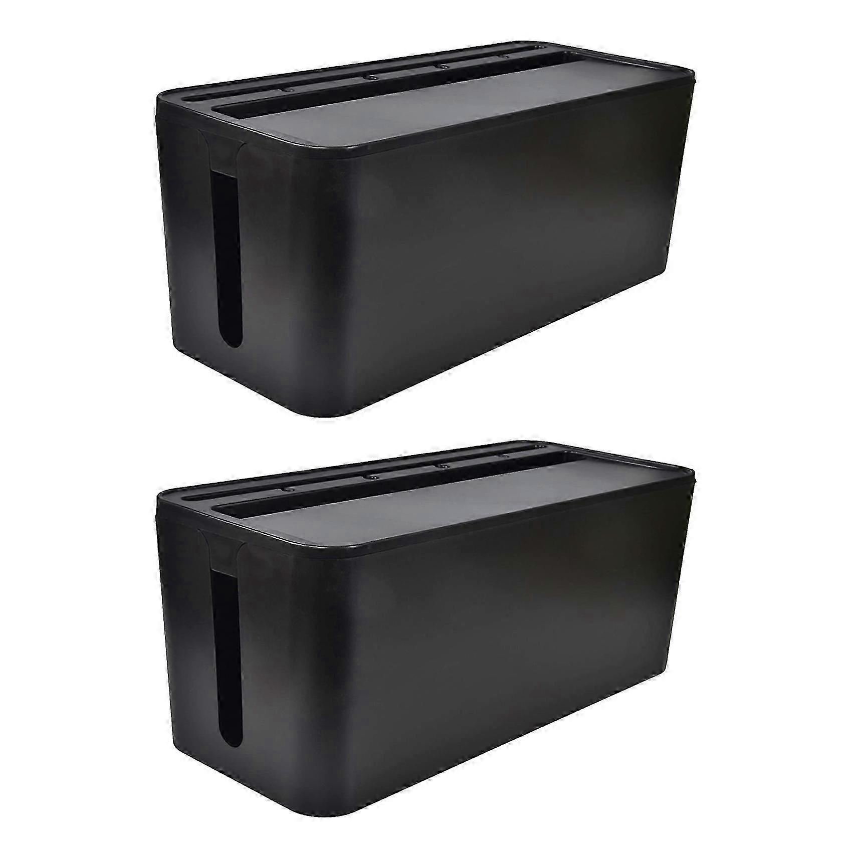 Cable Management Box for Desk - 2X Solution Black