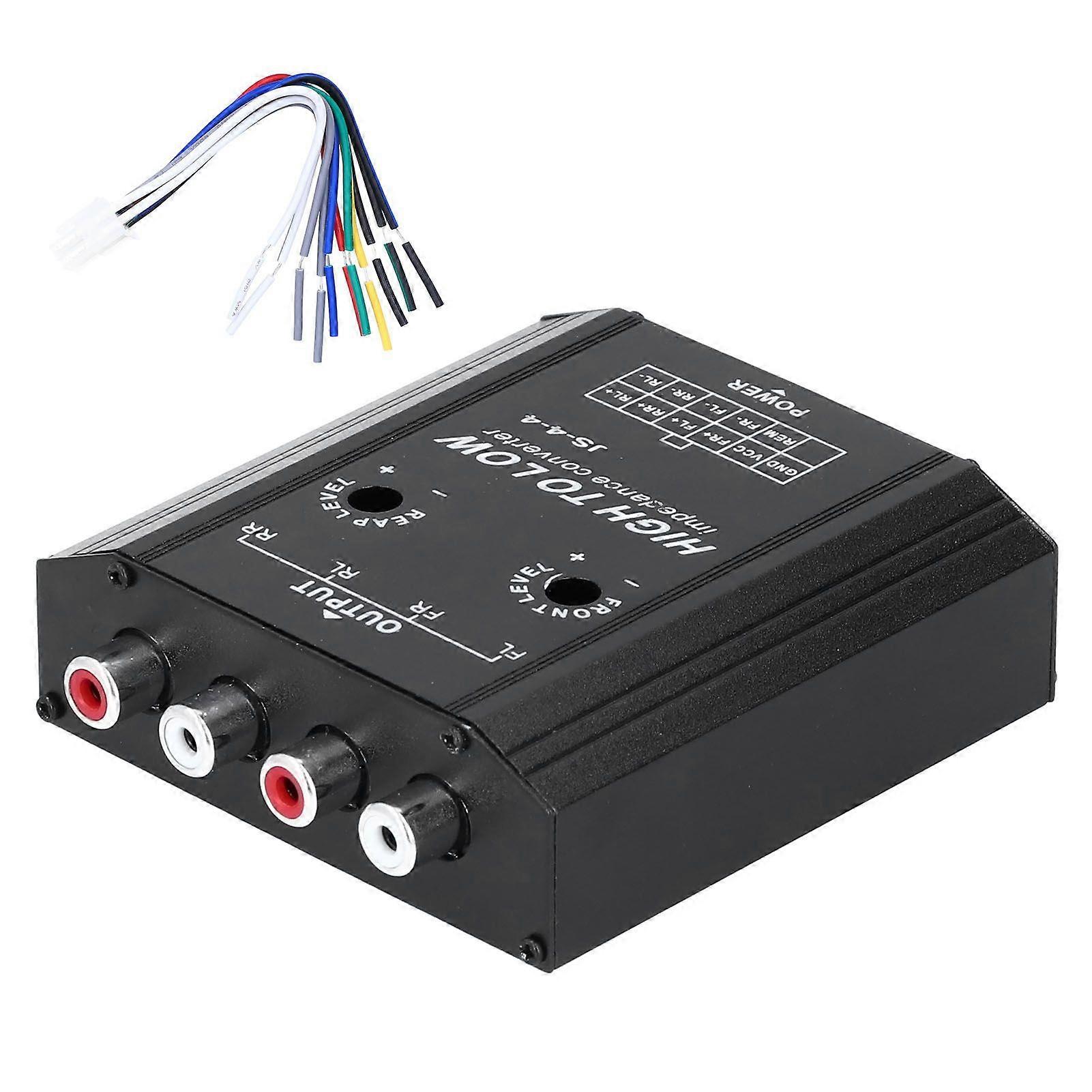 12V 4 Channel Audio Impedance Converter High to Low RCA Line Car Stereo Radio Speaker Frequency Filter
