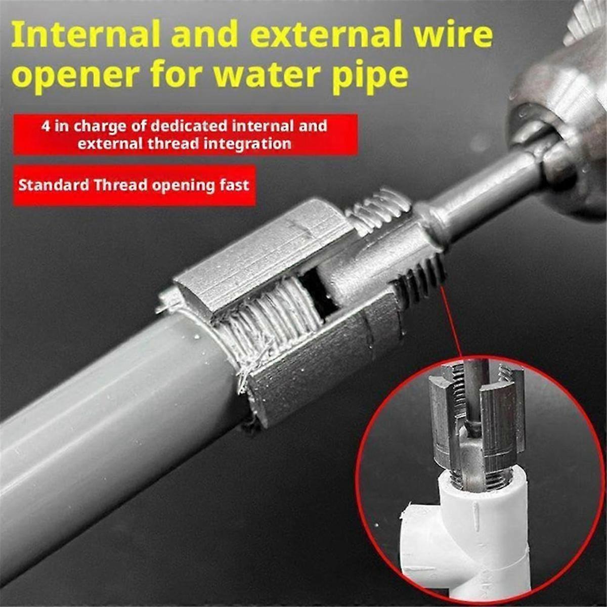 Integrated Internal & External Pipe Threading Tool for Electric Drill, 2 in 1 PVC Pipe Threader Kit,Water Pipe Threader