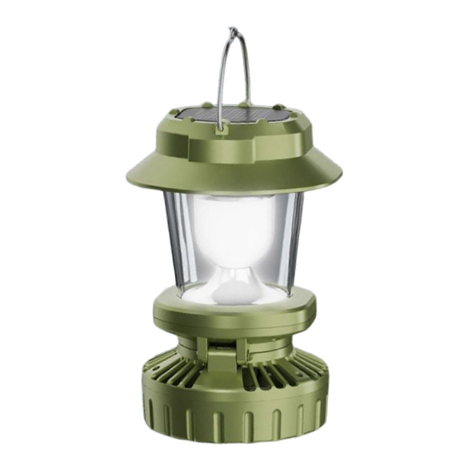Solar Camping Lantern USB Rechargeable Survival Lamp With Fan Hangable Folding Waterproof For Hiking RV Garden Tent