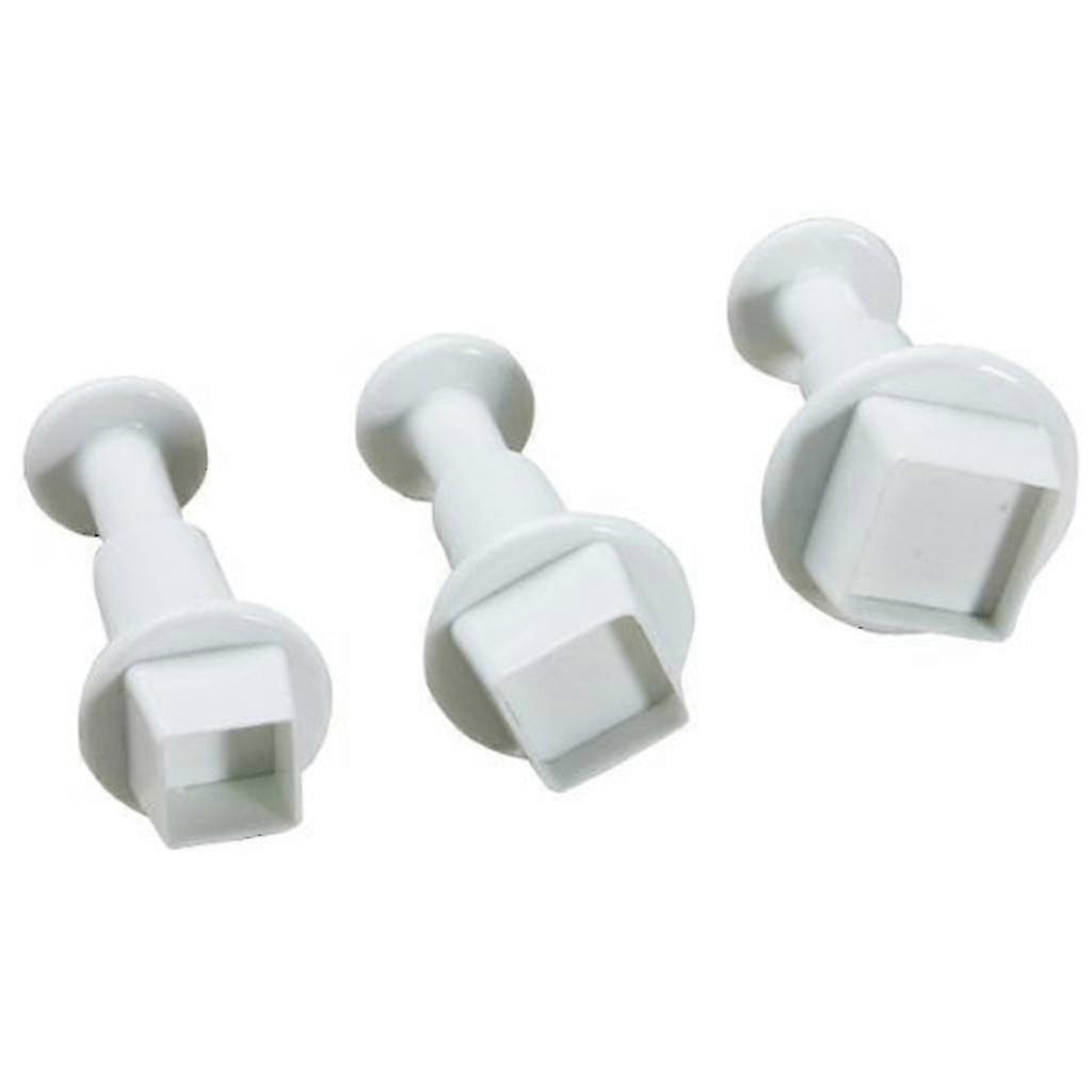 3pcs/set Square Shape Cake Plunger Set Fondant Tools(white) SZRH A-S