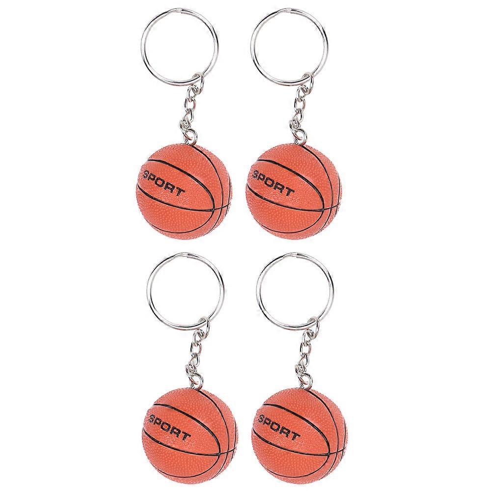 Orange Basketball Keychains for Decor Creative PU Alloy Pendants 2Pcs Mini Size