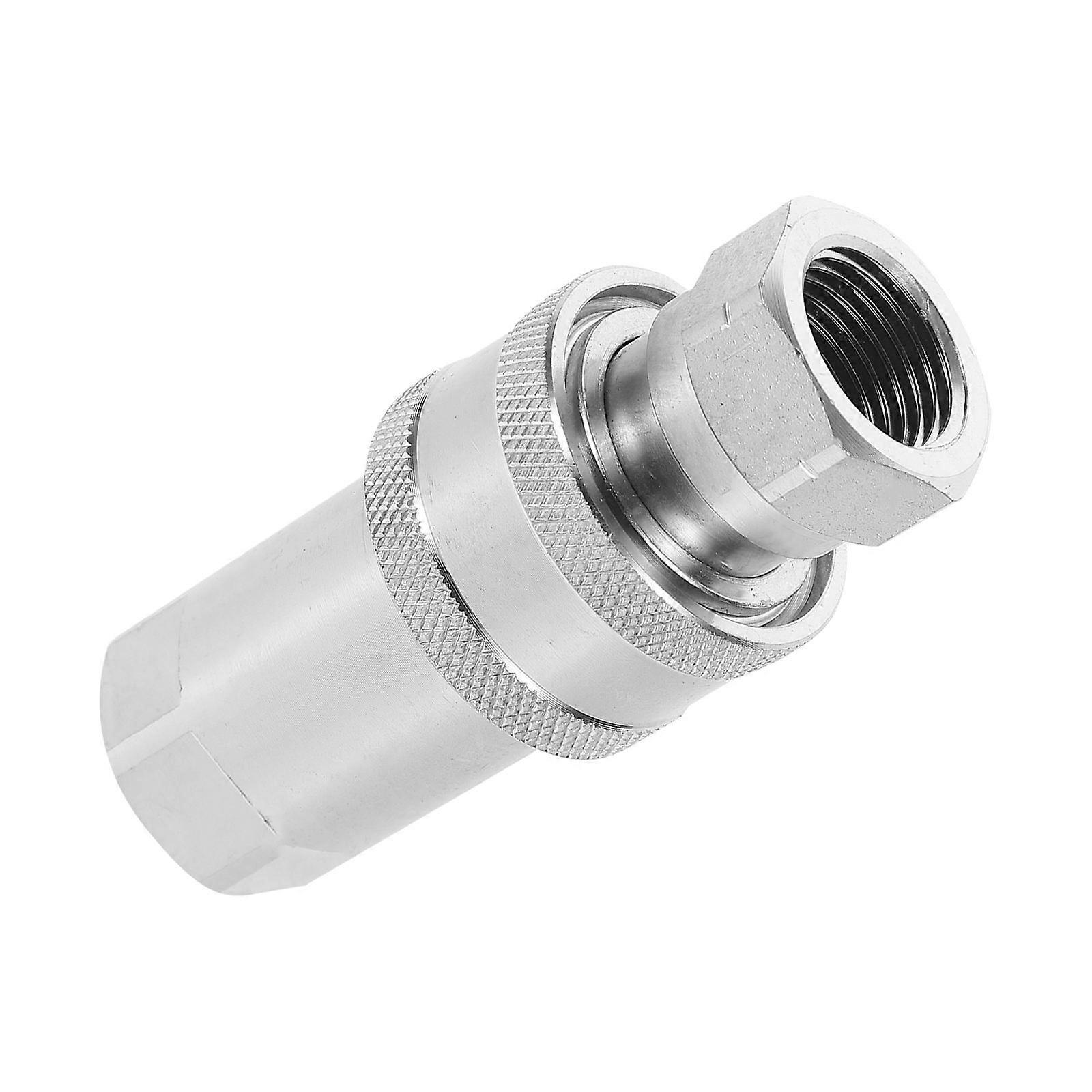 Hydraulic Fitting with Quick Disconnect Coupler 1/2 Inch NPT Silver Carbon Steel Rubber