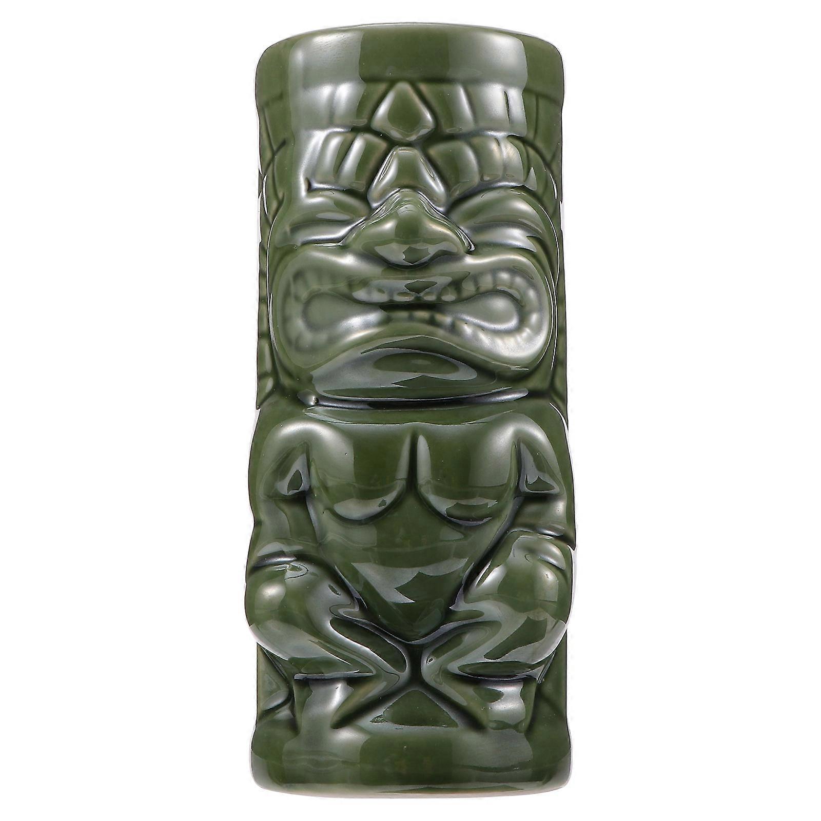 Green Ceramic Wine Cup for Storage and Safe with Creative Pattern Simple and Practical Design Fits Home Bar Use 1pc