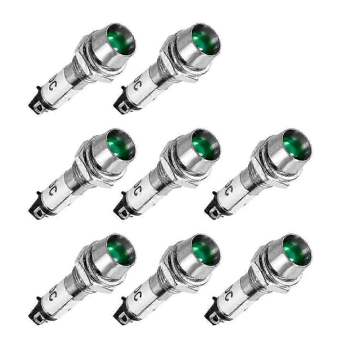 Ενδεικτική λυχνία DC 24v, πράσινη, μεταλλική επιτροπή κελύφους Mount 5/16» 8mm 8pcs