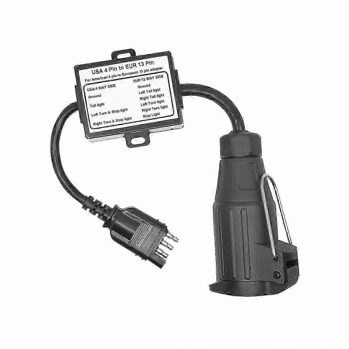 4-Pin Flat to 13-Pin Round Trailer Light Adapter for International Use