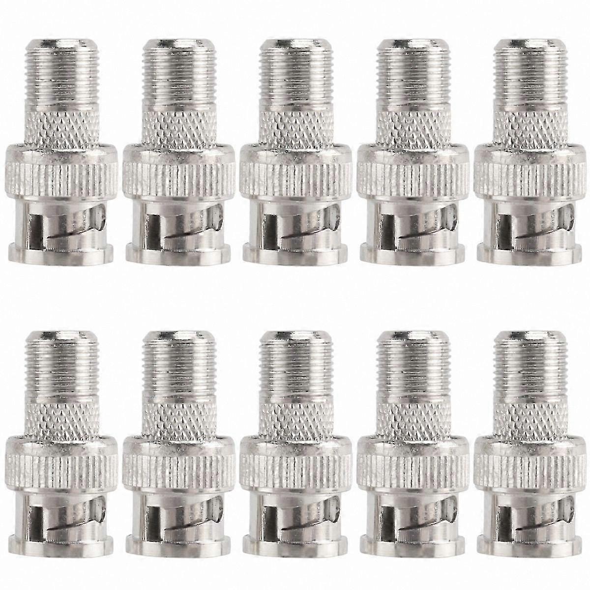 10 Pack BNC Male to F Female Adapter Coaxial Connector for CCTV Camera Surveillance System Coupler Video Signal Transmission Solution