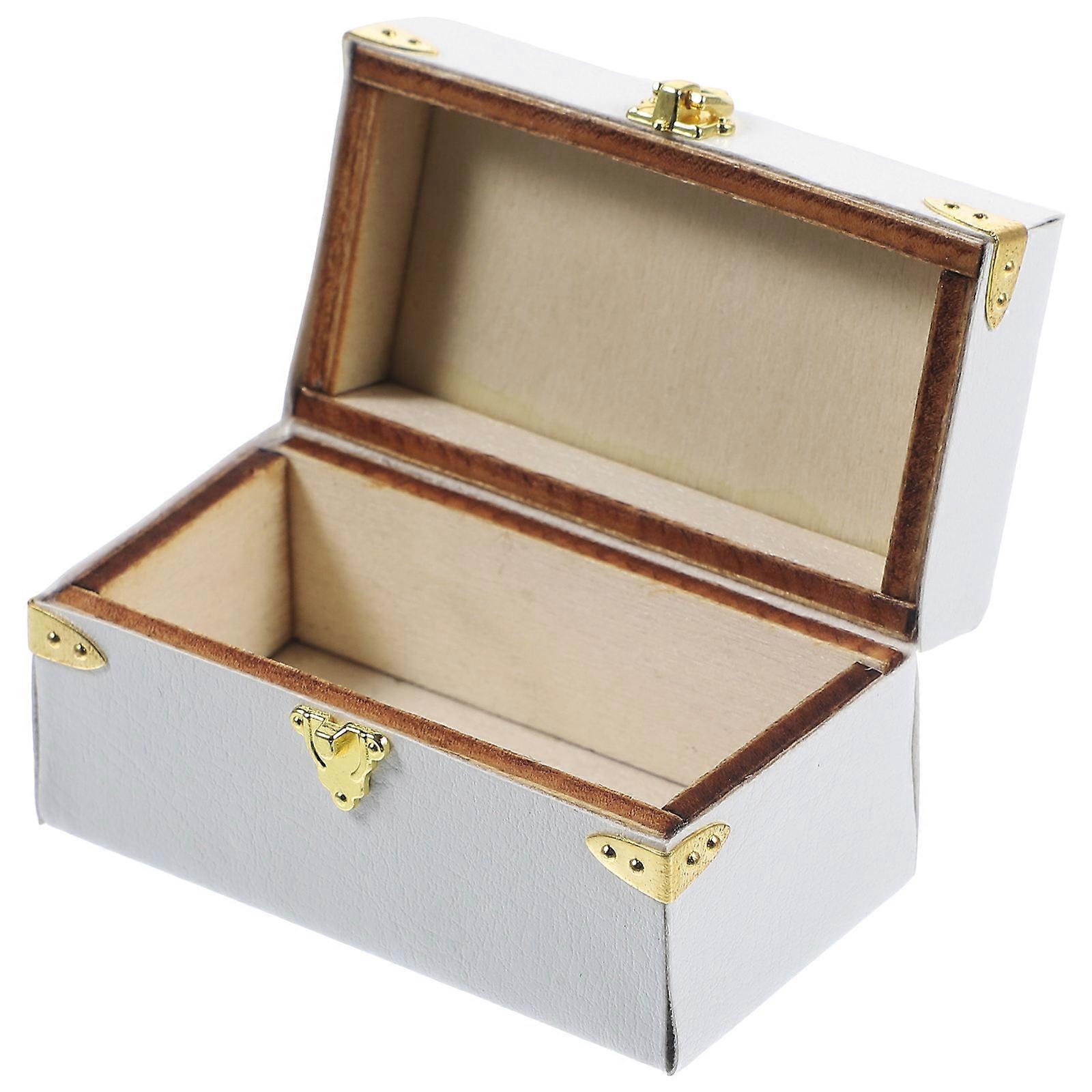 Miniature Suitcase Vintage Travel Trunk for Decoration 2Pcs White