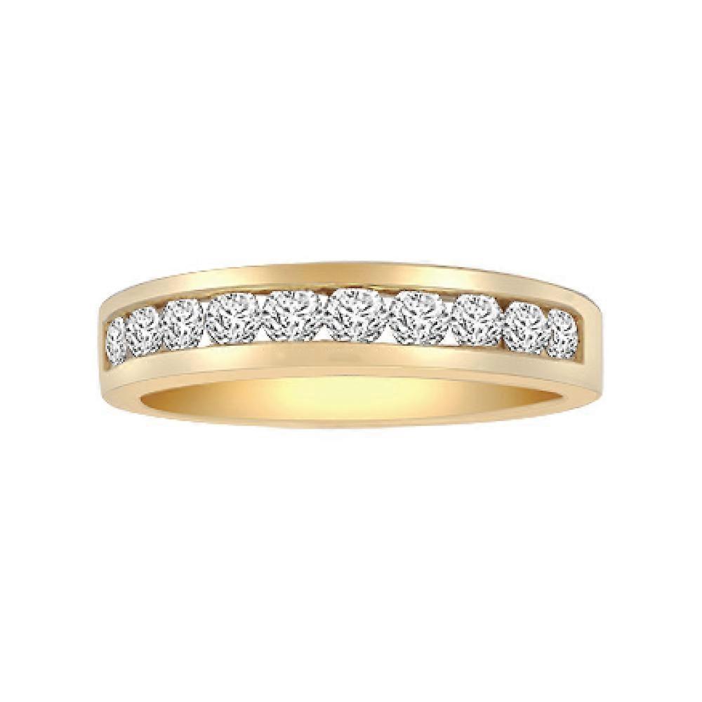 Jewelco London Ladies Solid 18ct Yellow Gold Channel Set Round G SI1 1ct Diamond Dainty Band Eternity Ring 5mm