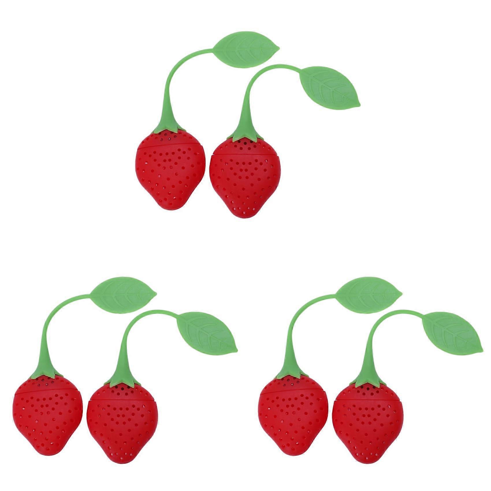 Silicone Tea Infuser Ball Set Of 6 Pass Filter Tea Infuser Strainer Spoon Strawberry Variety
