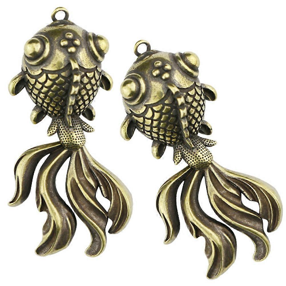 السمكة الذهبية مفتاح الدائري زخرفة النحاس DIY معلقة ديكور 2 قطعة مجموعة قلادة أنيقة