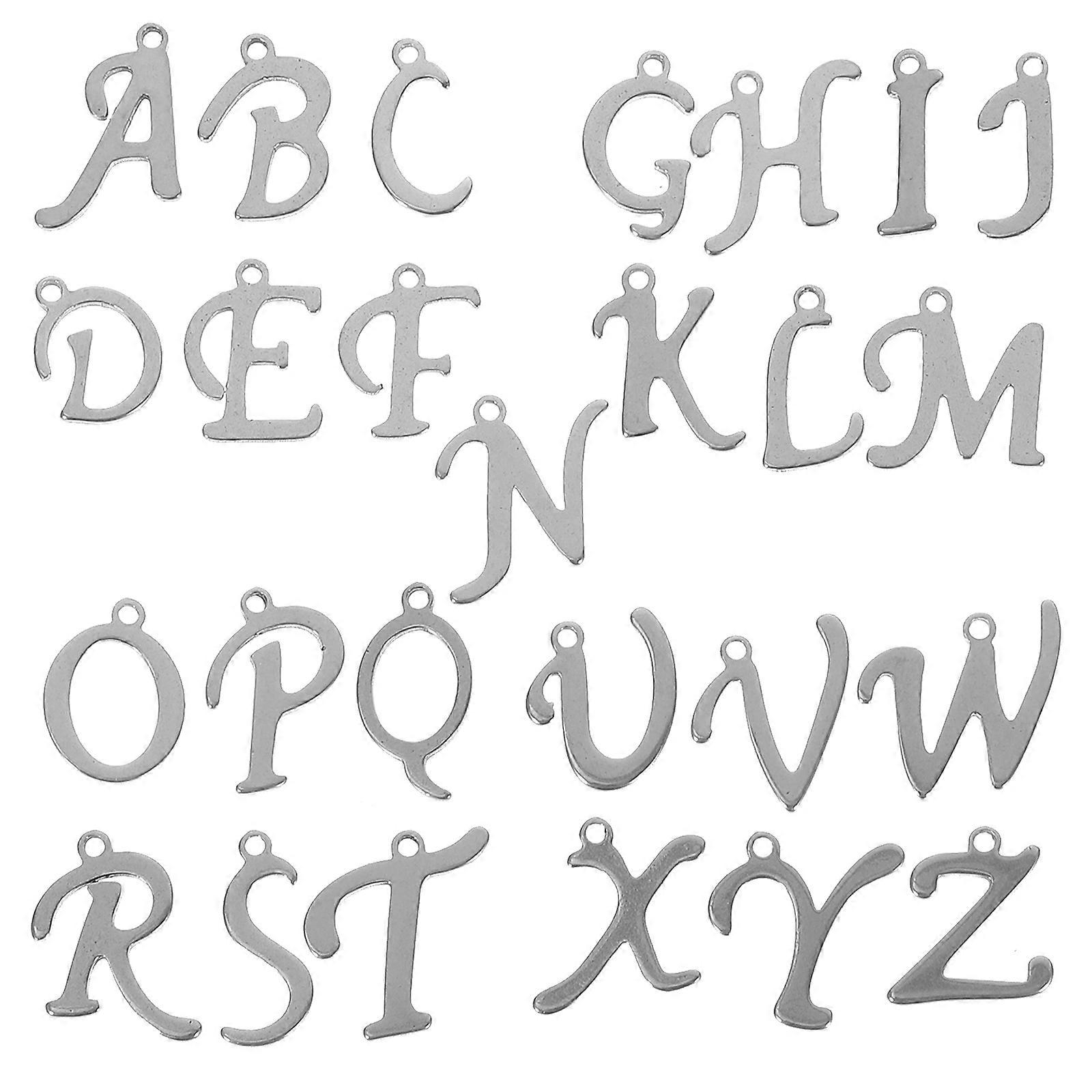 Letter Charms Metal Alphabet Charms for DIY Jewelry Making 52Pcs Silver Kit