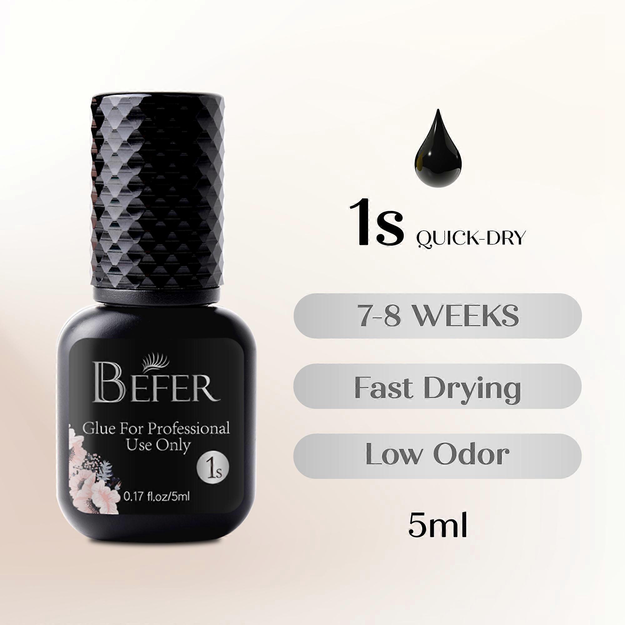 BEFER Glue For Eyelashes 0.5-1Sec Fast Dry Professional Eyelash Extension Glue Low Odor No Irritation Lash adhesive Eyelash Tool