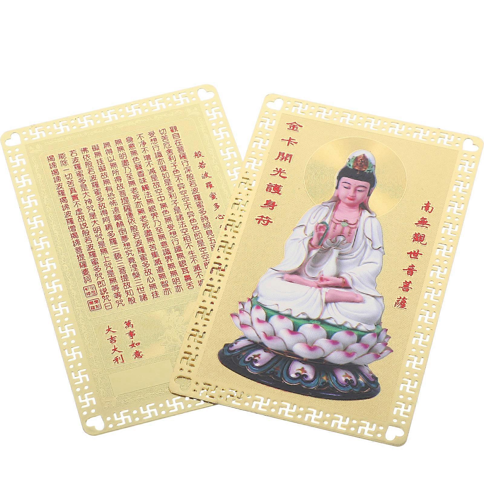 Religious Amulet Card Golden Chinese Amulet Card for Decor 2Pcs