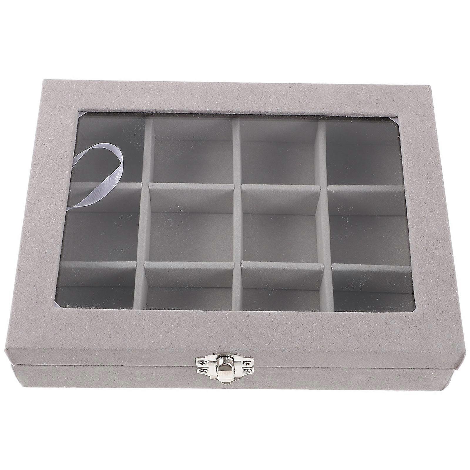 Multi-Grid Jewelry Storage Box 3Pcs with Clear Window for Earrings
