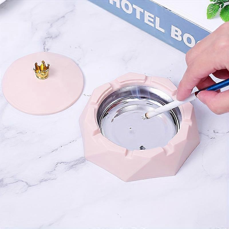 Fashionable octagonal ashtray with lid - durable and smoke proof design, suitable for home and office decoration