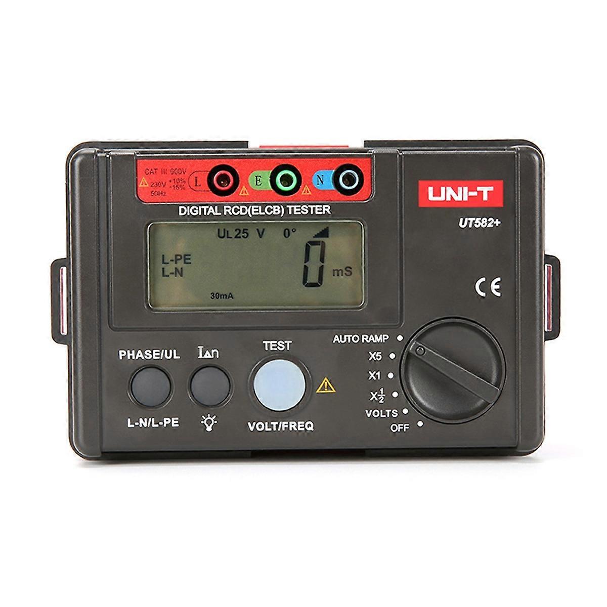 UT582+ Digital RCD Tester ELCB Leakage Circuit Breaker Meter AUTO RAMP Voltage Current Measurement -Operation Buzzer