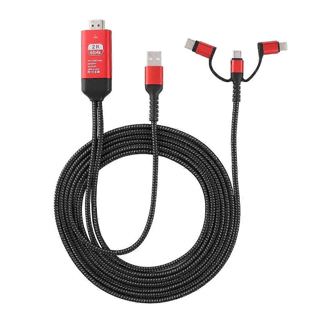 3 In 1 Micro USB/for iOS TypE C to HDMI HD 4K Video HDTV Converter Adapter Cable