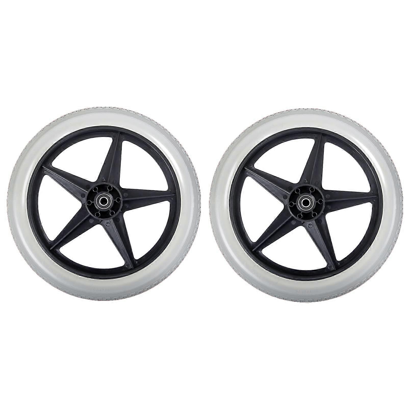14Inch Wheelchair Rear Wheel Pair, Manual Wheelchair, Gray, Solid or Inflatable Tire