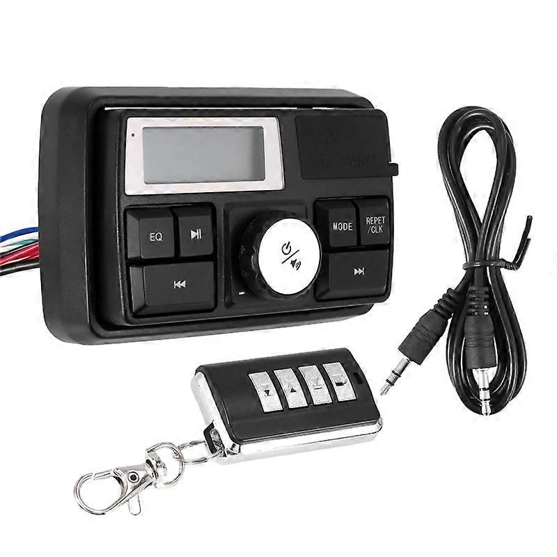 Simple Motorcycle Audio MP3 Radio Sound System Stereo Speakers Bluetooth Waterproof FM 5 EQ Functions LCD Display USB/SD/TF