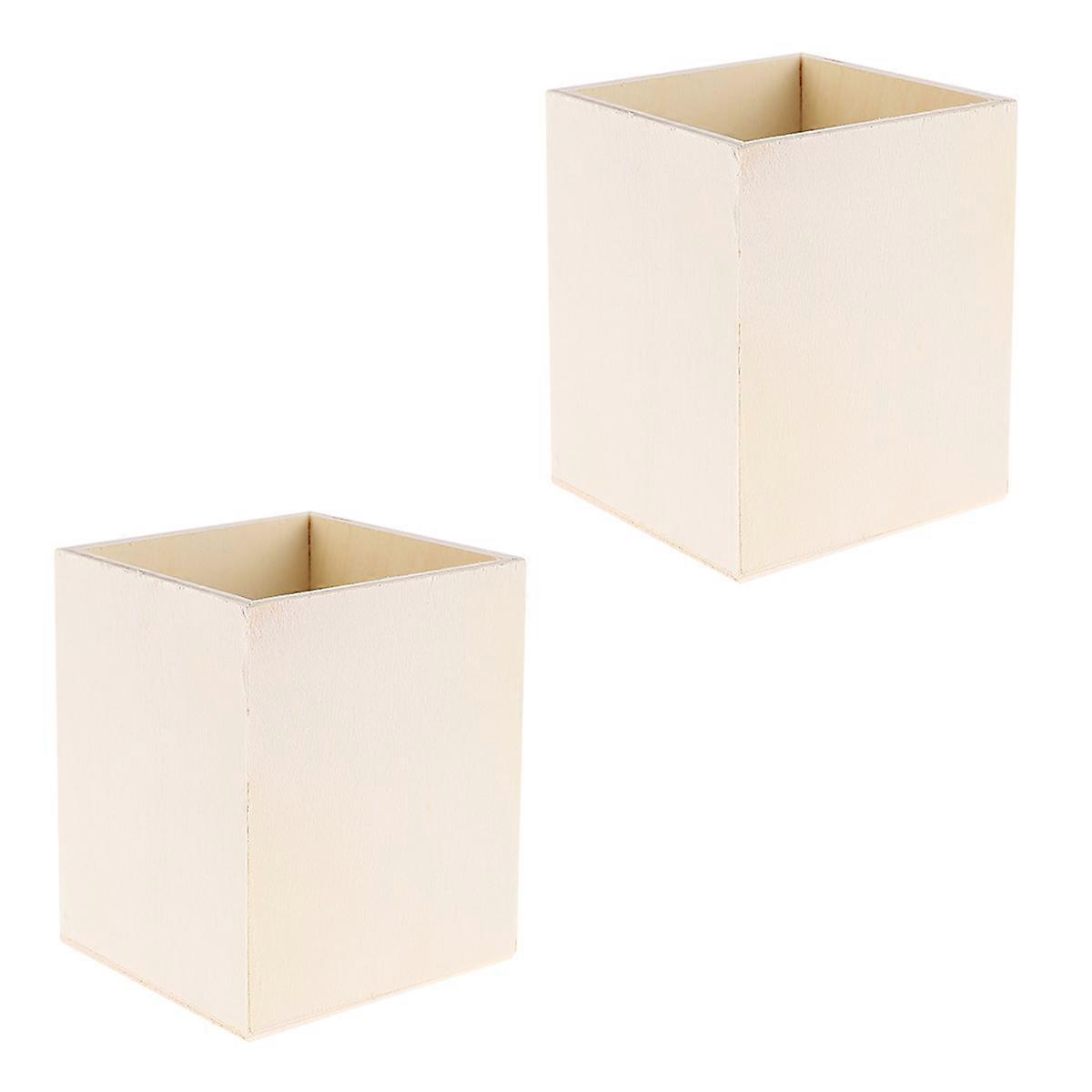 DIY Snowflake Clay Wooden Pen Containers for Storage Use 2Pcs Desk Accessories