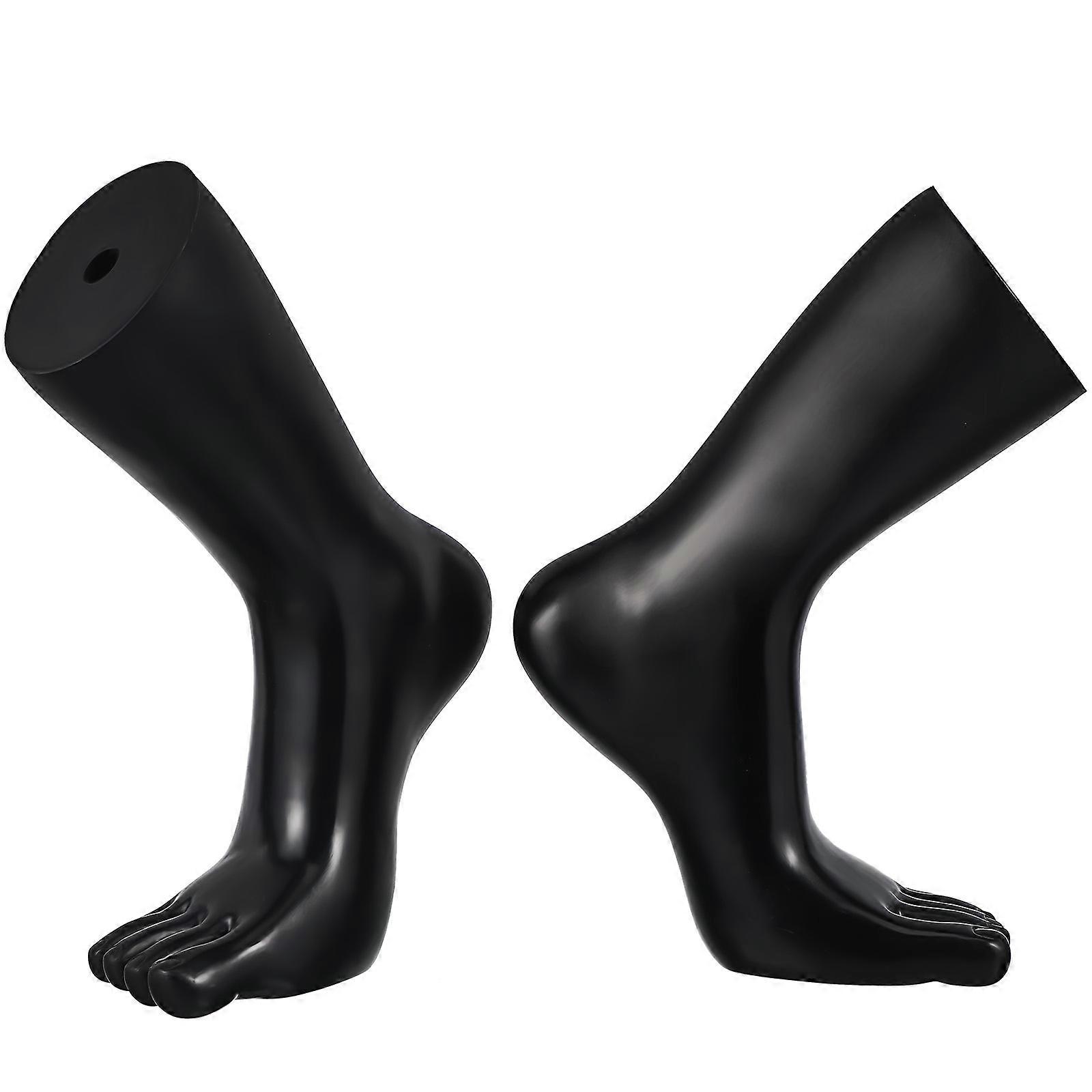 Foot Mannequin for Sock Display Anklet Display Stand 2Pairs Black Vinyl