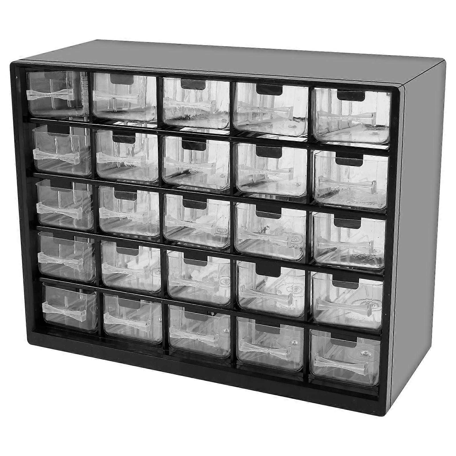 Toorise 25-Drawer Stackable Storage Cabinet with 50 Dividers, Clear Desk Organizer Box
