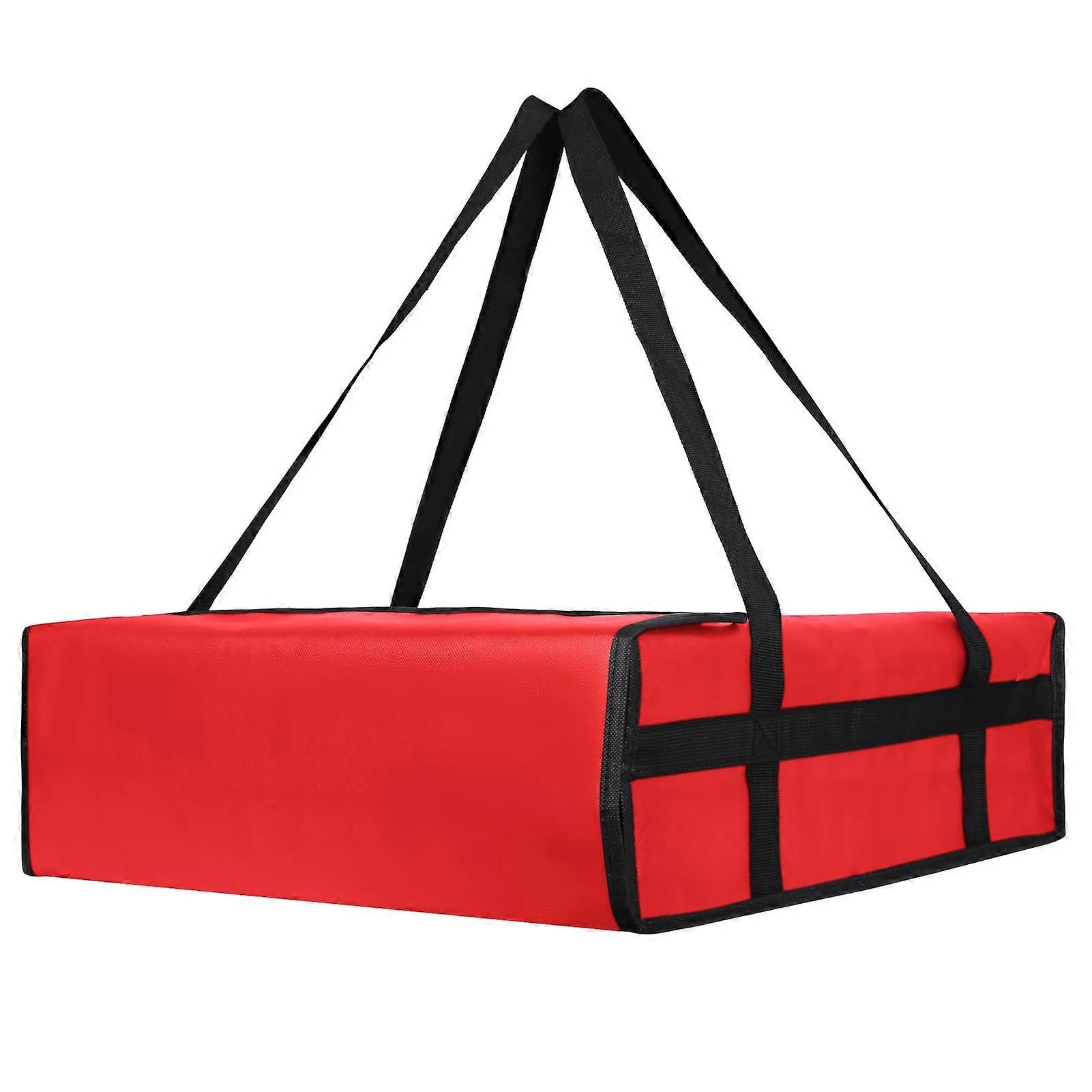 Pizza Delivery Bag, 20 x 20 x 6 Inches, 39L, Red, Modern Style, Foldable Handle, Zipper Closure